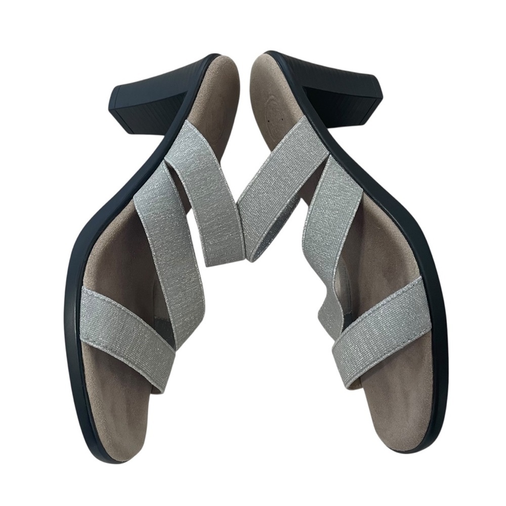 Charleston Shoe Co Jac Strappy Heel Sandal Silver Comfort Shoes Size 9 - Picture 4 of 9